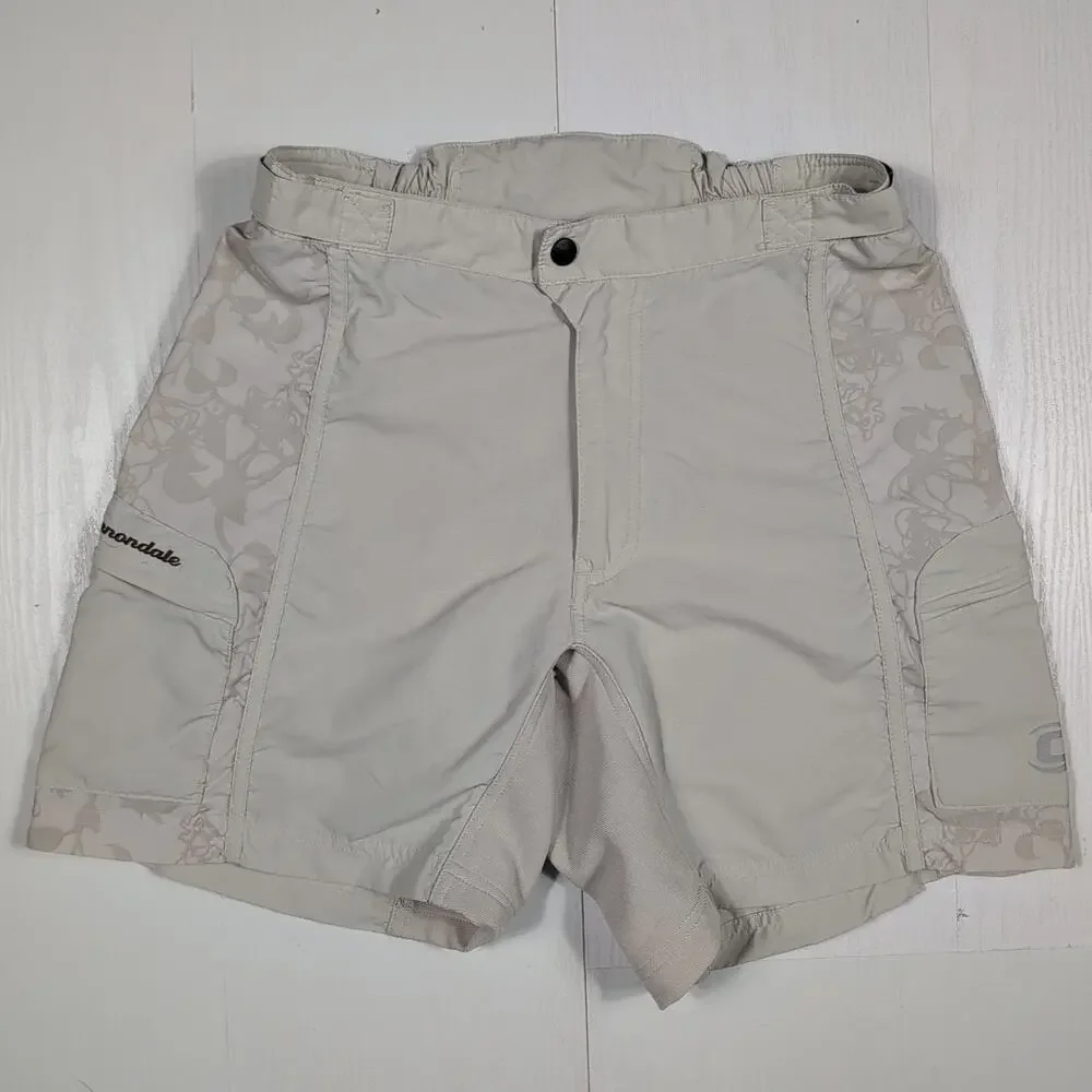 Cannondale Women’s Cycling Shorts Sz 8 Beige Padded Lightweight Activewear